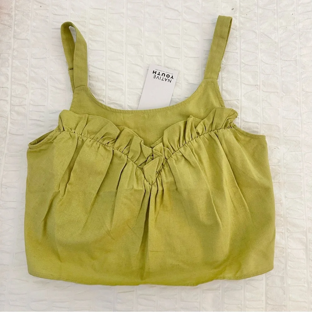 NWT Native Youth Verdi Linen Ruffle Tank - Picture 1 of 9